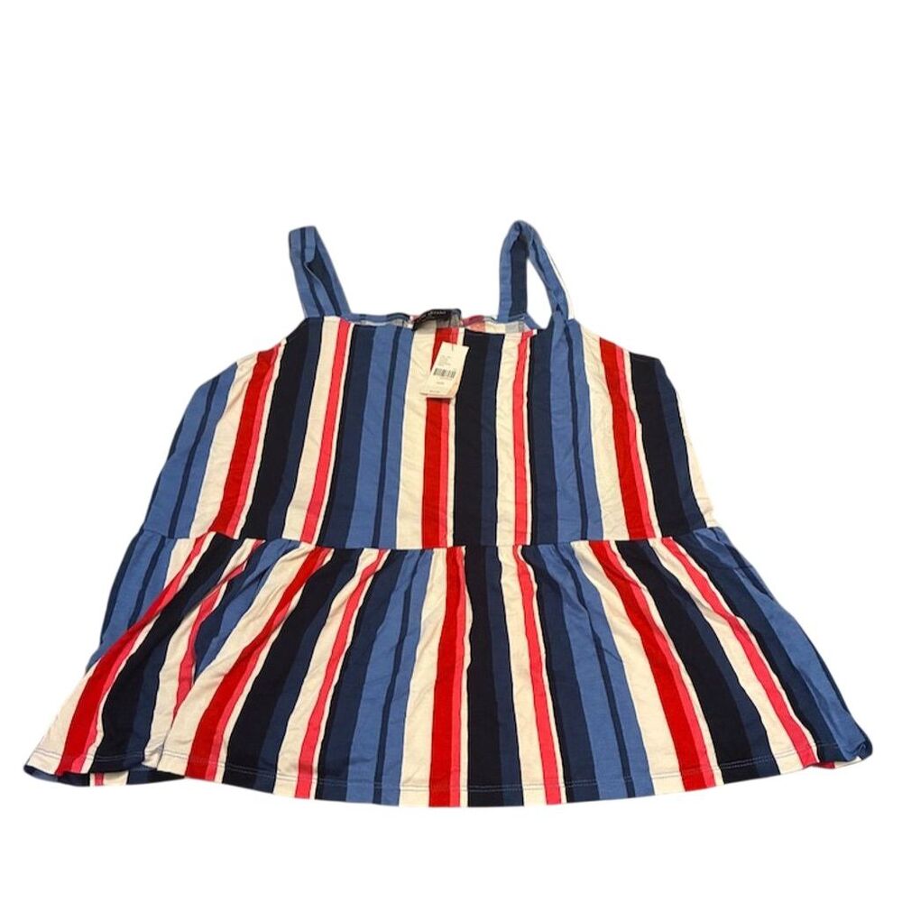 Lane Bryant Women's Plus Size 22 Striped Square Neck Peplum Tank‎ Top